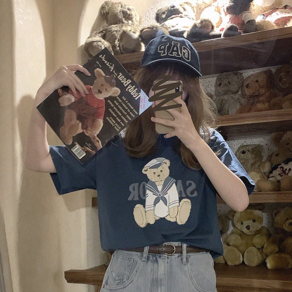 Vintage sailor teddy bear blue short sleeve T- shirt